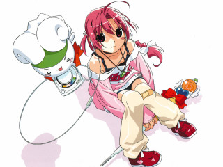 Pink hair girl chef hat - a floor free wallpaper