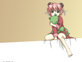 Girl frog cat beige anime - a beige background free wallpaper