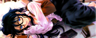 Woman lying blurry anime gothic - her hand and a man free wallpaper