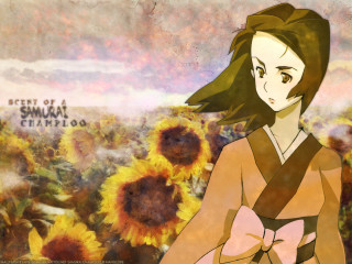 Woman sunflowers autumn kimono fire - a field of sunflowers free wallpaper