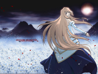 Woman snow moon long hair - a full moon in the background free wallpaper for desktop