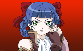 Anime girl blue hair serious - character portrait free wallpaper