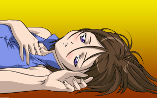 Woman blush blue shirt brown 2 - half free wallpaper for desktop