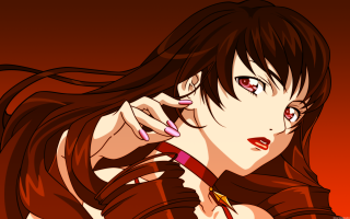 Woman red eyes knife long - her right hand free wallpaper