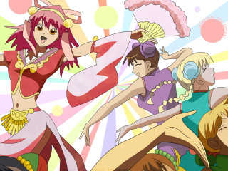 Anime characters bikini fan dancing - a fan free wallpaper