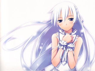 Anime girl white hair blue 7 - white hair free wallpaper