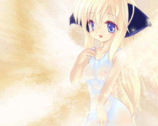Anime girl blonde bluehat white - a blue hat free wallpaper
