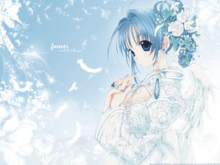 Blue haired anime girl flower - a cigarette free wallpaper for desktop