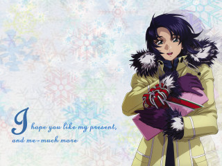 Woman yellow coat cat snowflake - the anime free wallpaper for desktop