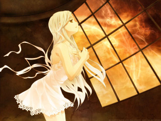 Girl white dress window long - a long white hair free wallpaper for desktop