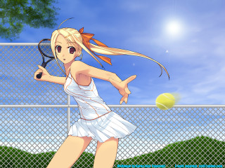 Tennis woman white dress court - a tennis court free wallpaper