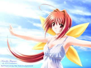 Red haired girl white dress - long red hair free wallpaper