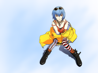 Blue hair glasses yellow dress - neofauvism free wallpaper for desktop
