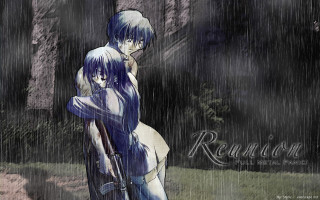 Anime couple rain gun neo - their hand and a woman holding free wallpaper
