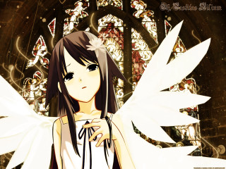 Angel girl stainedglass anime bangs - a white angel free wallpaper