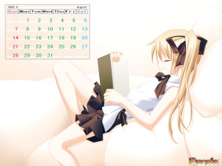 Woman sitting bed calendar anime - her lap free wallpaper for desktop