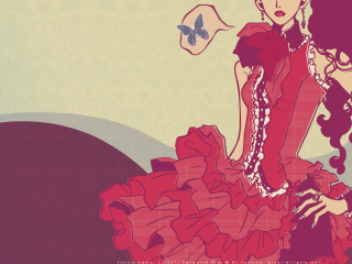 Woman red dress butterflies gothic - fashion free wallpaper