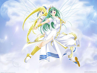 Anime flying girls clouds sky - the air together free wallpaper
