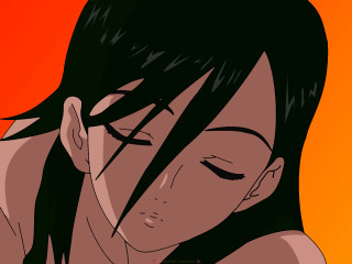 Woman black hair red yellow - black hair free wallpaper