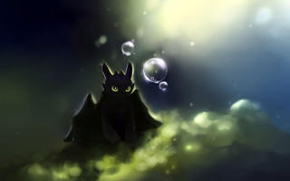 Cartoon character bubbles bat glowing - bubble free wallpaper for desktop