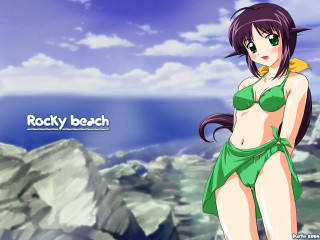 Cartoon girl bikini rocks water - a cartoon girl in a bikini free wallpaper