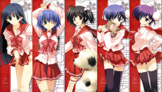 Anime girls red wall dog - a red wall free wallpaper