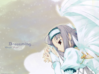 White haired angel girl praying - a white hair free wallpaper