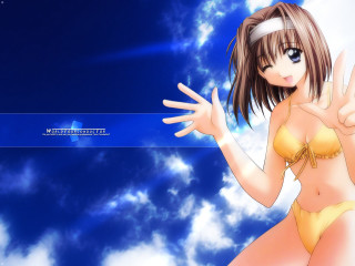 Girl bikini clouds anime sky - a girl in a bikini free wallpaper