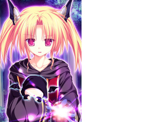 Anime catgirl holding gun purple - holding free wallpaper for desktop
