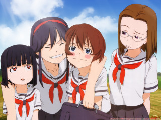 Girls field blue sky school - blue sky in the background free wallpaper