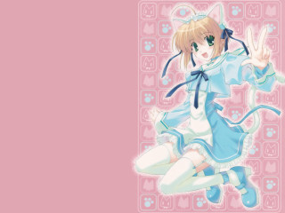 Girl blue dress peace cat - a peace free wallpaper