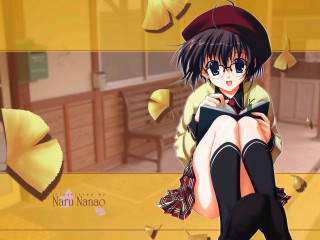 Girl bench reading umbrellas yellow - manga free wallpaper
