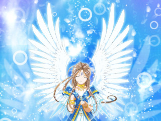 Angel sword blue bubbles wings - official art free wallpaper for desktop