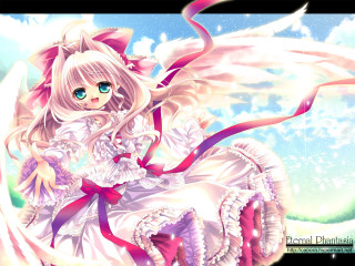 Anime girl cloud pink ribbon - a pink ribbon free wallpaper for desktop
