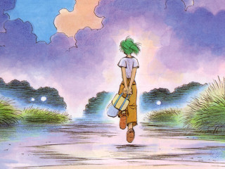 Walking bag suitcase sky grass - cloud and grass free wallpaper