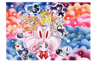 Sailor senshi colorful stars clouds - a painting of a bunch free wallpaper