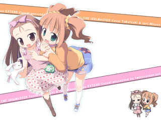 Anime girls hugging pink ribbon - a pink ribbon free wallpaper for desktop