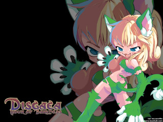 Cartoon catgirl green outfit blonde - a green object free wallpaper