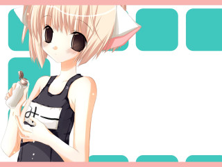 Anime girl furry catsuit pinkblue - a white frame free wallpaper