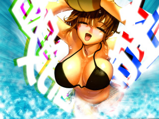 Cartoon woman bikini water hat - a cartoon picture of a woman in a bikini free wallpaper