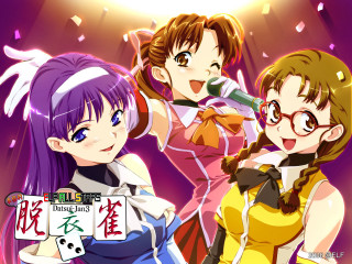 Three anime girls purple hair - a picture together free wallpaper for desktop