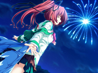 Girl long hair green shirt 2 - a fireworks display free wallpaper