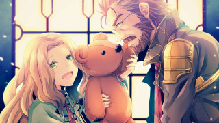 Anime couple holding teddy bear - da vinci free wallpaper