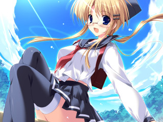 Anime girl blonde hair sailor 2 - a ledge free wallpaper for desktop