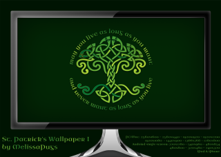 Computer monitor green celtic tree - screen free wallpaper