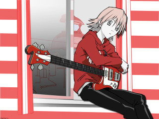 Man guitar window sill red - a guitar free wallpaper for desktop