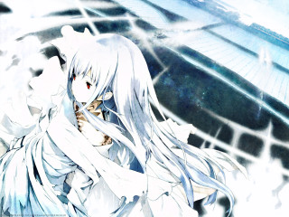 Anime white hair dress night - orphism free wallpaper for desktop