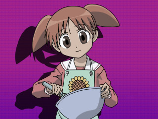 Cartoon girl holding pan flower - a cartoon girl holding free wallpaper