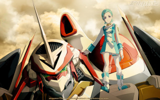 Girl robot cartoon clouds sky - official art free wallpaper for desktop