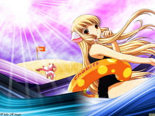 Girl surfing wave ocean flag - in the ocean free wallpaper